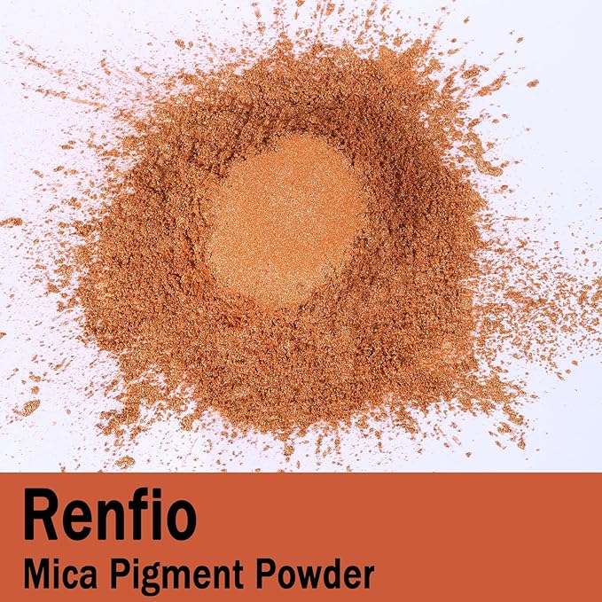 Renfio 100g Mica Powder Pigment, Metallic Natural Dye Mineral Pearl Shimmer Epoxy Resin Dye for Painting Soap Making Slime Bath Bombs 3.5 Oz - Golden Brown