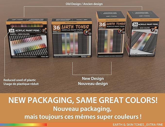 36 Acrylic Paint Pens Skin and Natural Earth Tone Marker Set For Rock Painting, Canvas, Mugs, Glass, Plastic, Wood, Metal, Fabric, Scrapbooking, Most Surfaces. Quick Drying Waterbased (EXTRA FINE)
