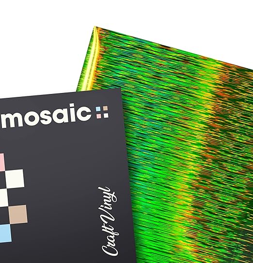 Mosaic+ Crafting Vinyl, by VViViD (Green Brushed Holographic, 1ft x 5ft)