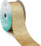 CT CRAFT LLC Glitter Wired Ribbon 2.5" x 20 Yards Light Gold for Christmas Home Decor Bow Gift Wrapping DIY Crafts Wreath