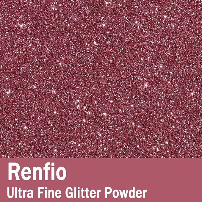 Renfio Ultra Fine Glitter Powder Metallic Resin Glitter 2.11 Oz (60g) PET Flakes Crafts Sequins 1/128" 0.008" 0.2mm Epoxy Chips Flakes for Tumblers Slime Decoration - Hawthorn Rose