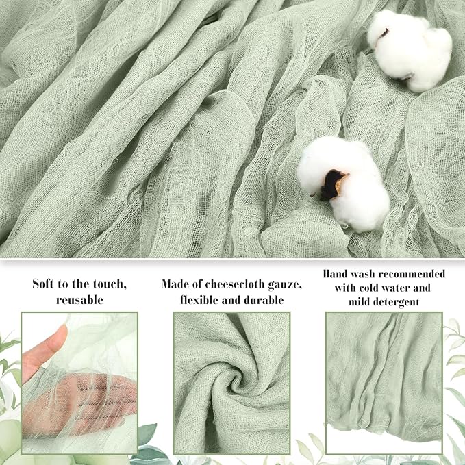 Boao Halloween Cheese cloth 35.43 x 393.7 Inch Sage Green Cheesecloth Roll for Crafts Large Cotton Muslin Gauze Fabric for Halloween Outdoor & Indoor Spooky Decoration