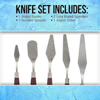U.S. Art Supply 5-Piece Stainless Steel Palette Knife Set for Acrylic Painting - Paint Spatula Tools for Oil, Canvas Art - Painting Knives for Mixing, Texturing - Pallet Knives for Art & Cake