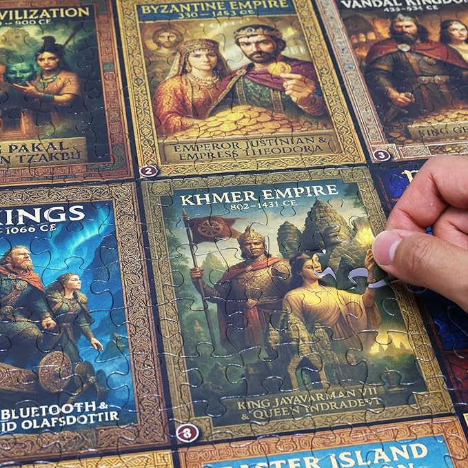 Think2Master Colorful Post Classical Civilization 500 Pieces Large Format Jigsaw Puzzle: Kids 12+, Teens, Adults & Families. Great Gift with Historical Timeline & World Map. Size: 26.8” X 18.9”