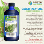 Comfrey Oil Raw with Sunflower Oil, Infused, Pressed Herbal Remedy, Support for Bruises, Sore Muscles, and Healthy Skin, Organic Skincare for All Skin Types - 4 fl oz