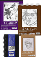 U.S. Art Supply 4-Pad Sketch Book and Drawing Paper Set (242 Sheets) - Sizes (5.5 x 8.5 and 9 x 12 Inch) Spiral Bound, Artist Drawing Pads for Mixed Media