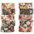 10 Rolls Blooming Flowers Washi Tape Set Floral Arts Adhesive Tapes Colorful Garden Decorative Masking Tape Sets for Craft, Kids, Scrapbook, DIY, Gift Wrapping (3-Blooms)