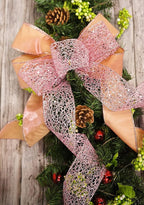 CT CRAFT LLC Sparkling Glitter Mesh Wired Ribbon 2.5" x 10 Yards Rose Gold for Christmas Home Decor Bow Gift Wrapping DIY Crafts Wreath