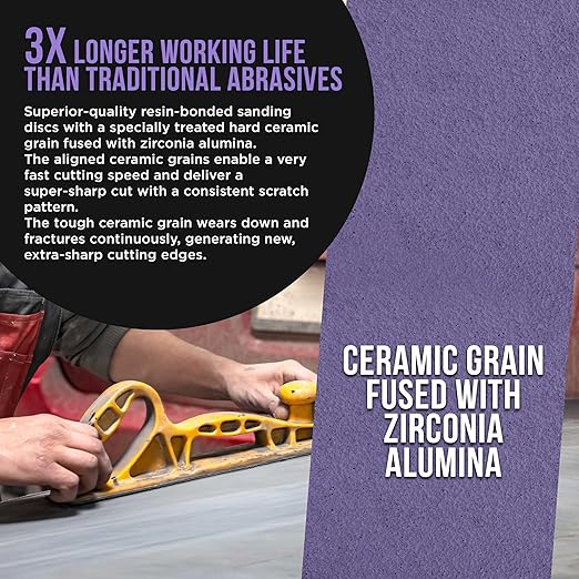 Dura-Gold Premium 60 Grit PSA Purple Film Ceramic Longboard Sandpaper, 2-3/4" Wide Continuous 12 Yard Roll - Self Adhesive Stickyback for Auto & Wood Air File Long Board Sanders, Hand Sanding Blocks