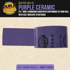 Dura-Gold Premium 600 Grit PSA Purple Film Ceramic Longboard Sandpaper, 2-3/4" Wide Continuous 20 Yard Roll - Self Adhesive Stickyback for Auto & Wood Air File Long Board Sanders, Hand Sanding Blocks
