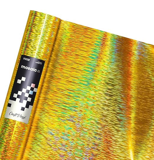VViViD Mosaic+ Gold Brushed Holographic 1ft x 5ft Crafting Vinyl Crinkle-Free 8yr UV Finish Crafting Vinyl