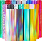 GIRAFVINYL Assorted Holographic Vinyl Sheets, Holographic Glitter Permanent Vinyl Bundle for DIY Decorations,12” x 12”20 Sheets