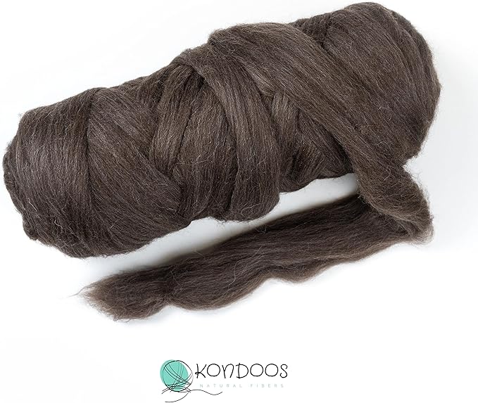 Natural Wool Bulk roving, 4 lb. Best Wool for Spinning, arm Knitting, Felting, Chunky Blankets and Tapestry. Natural Colors, un-Dyed. (Mocha, 4 lb)