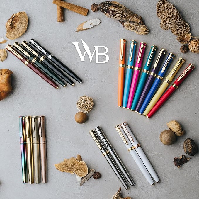Wordsworth & Black Fountain Pen Set, 18K Gilded Broad Nib, Includes 24 Pack Ink Cartridges, Ink Refill Converter & Gift Box, Gold Finish, Calligraphy, [Crimson Red], Perfect for Men & Women