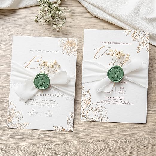 PONATIA Olive Green Wax Seal Stickers - 50 Pcs Self- Adhesive Wedding Envelopes Seal Stickers, Perfect for Invitation, Christmas Cards, Gift Wrapping, Party Menu Décor