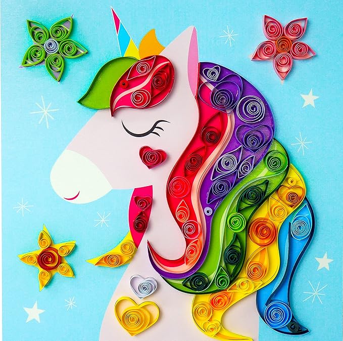 C.S. Kids DIY Paper Quilling Arts & Crafts Gifts – My Magical Unicorn| 3D Paper Quilling Design Kits for Kids, Make Your Own Paper Art (Paper Strips & Tools Included)