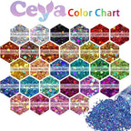 Ceya Holographic Chunky Glitter, 4.9oz/ 140g Diamond Silver Craft Glitter Powder Mixed Fine Flakes Iridescent Nail Sequins for Nail Art, Hair, Epoxy Resin, Tumblers, Slime, Painting, Festival Decor