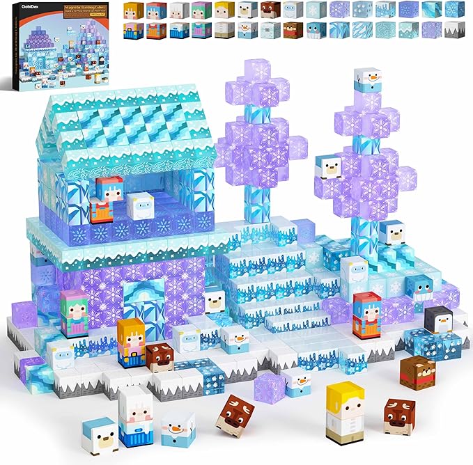 GobiDex 100PCS Magnetic Blocks Magnet Building Toys, Princess Castle Toys for Girls, Upgraded STEM Sensory Birthday Gift for Kids Age 3+ Years Old
