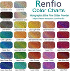 Renfio Holographic Ultra Fine Glitter Powder Metallic Resin Glitter 2.11 Oz (60g) PET Flakes Crafts Sequins 1/128" 0.008" 0.2mm Epoxy Chips Flakes for Tumblers Slime Roses - Laser Purple