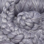 Merino Silk Luxe Tonal Designer Blend. Superfine Merino, Mulberry, Tussah Silk. Top Roving for Spinning or Felting. Silver Mist 1oz