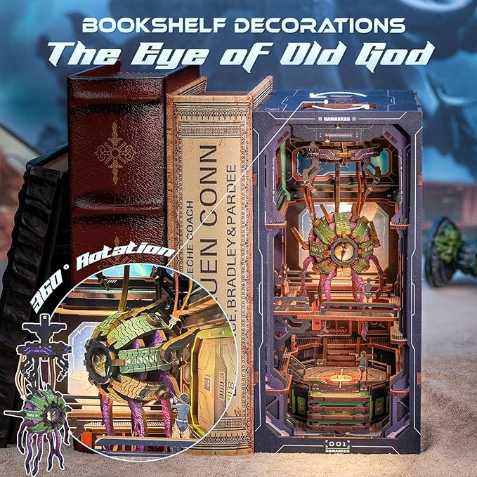 CUTEBEE Book Nook Kit, DIY Booknook Miniature House Tiny House 3D Wooden Puzzle Dollhouse Kit for Adults and Teens, Bookshelf Insert Decor, DIY Craft Gift Model Build