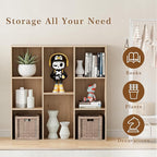 Wooden Cube Storage Organizer with Closed Back Panel, 11in Cube Shelf Opening, Bookshelf, Display Shelf,Closet Cabinet for Home and Office (White Oak, 8-Cube 35.98L*9.45W*35.91H)