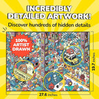 Odd Pieces Jigsaw Puzzles 1000 Pieces - Magic Mystery Story Secret Ending Puzzle - Perfect Game Night for Adults & Kids - Cartoon City Building Theme Sci-Fi (Turbo 3000)