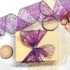 CT CRAFT LLC Sparkling Glitter Mesh Wired Ribbon 2.5" x 20 Yards Purple for Christmas Home Decor Bow Gift Wrapping DIY Crafts Wreath