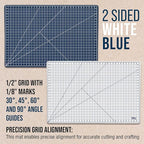 U.S. Art Supply 24" x 36" Self-Healing Cutting Mat 5-Ply - Double-Sided White/Blue Craft Mat, Non-Slip Cutting Mats for Crafts, Sewing, Quilting, Scrapbooking