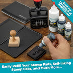MaxMark Premium Refill Ink for self Inking Stamps and Stamp Pads, Light Blue Color - 2 oz.