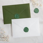PONATIA Olive Green Wax Seal Stickers - 50 Pcs Self- Adhesive Wedding Envelopes Seal Stickers, Perfect for Invitation, Christmas Cards, Gift Wrapping, Party Menu Décor
