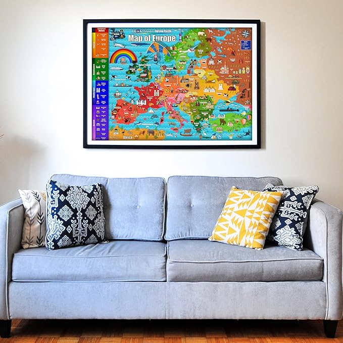 Think2Master Colorful Map of Europe 500 Pieces Jigsaw Puzzle for Kids 12+, Teens, Adults & Families. Great Gift for stimulating Interest in The European Map. Size: 26.8” X 18.9”