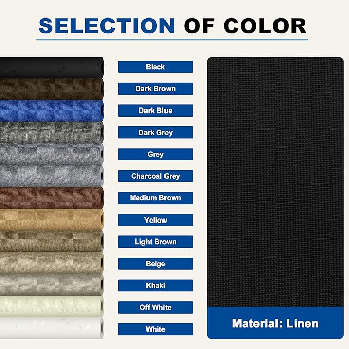 KING MOUNTAIN Linen Repair Patches, Self-Adhesive Linen Fabric Patches, 4 X 63 inch Extra Size, Multi Color, Can be Used for Linen Sofa Repair and Linen Clothes Repair (Black)