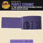 Dura-Gold Premium 120 Grit PSA Purple Film Ceramic Longboard Sandpaper, 2-3/4" Wide Continuous 20 Yard Roll - Self Adhesive Stickyback for Auto & Wood Air File Long Board Sanders, Hand Sanding Blocks