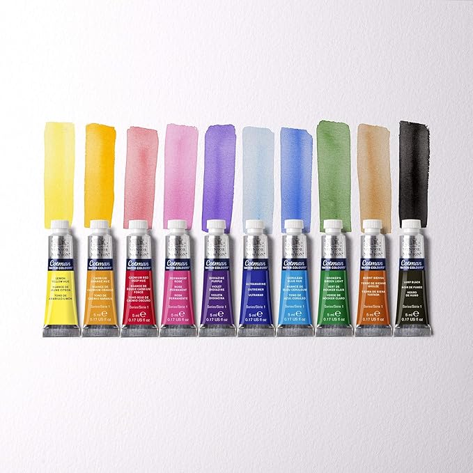 Winsor & Newton Cotman Watercolor Paint Set, 10 Colors, 5ml (0.17-oz) Tubes