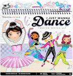 Fashion Angels I Just Wanna Dance Fashion Sketch Set, Create Dance-Themed Outfits with 35 Sketch Pages, 100+ Stickers & Stencils, Fun Craft Kit for Kids