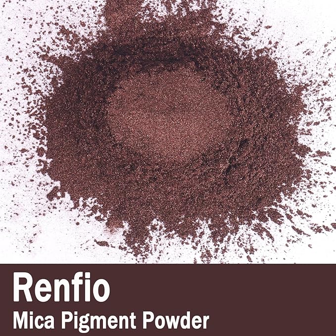 Renfio 100g Mica Powder Pigment, Metallic Natural Dye Mineral Pearl Shimmer Epoxy Resin Dye for Painting Soap Making Slime Bath Bombs 3.5 Oz - Deep Brown