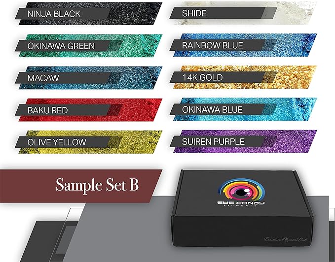 Eye Candy Pigments Variety Mica Pigment Powder Set B - Epoxy Resin Art - Woodworking - Cosmetic Grade Mica Powder - Bath Bombs - Pigment Powder Variety Pack - 50g - Non-Toxic - Skin Safe