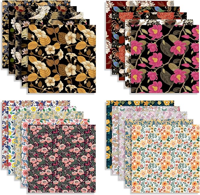 Origami Paper Kit 100 Sheets 6 Inch Square Double Sided Color 20 Vivid Colors for Hand Crafts Origami Paper Arts Creativity.Luxuriant Flowers