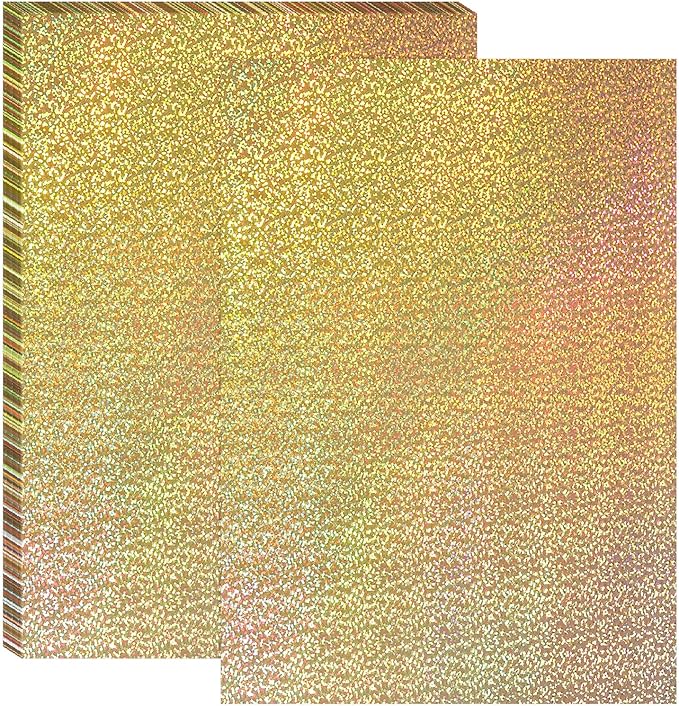 PATIKIL 11.7x8.3" Hot Stamping Foil Paper Sheet, 20 Sheets A4 Heat Transfer Hot Stamping Paper Foil for Leather DIY Logo Decor Craft Gift Package Scrapbook Card, Laser Spot Gold