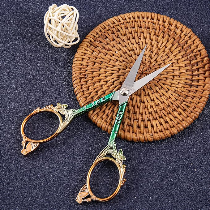 Premium Small Craft Scissors with Beautiful Butterfly Decos - Comfortable Handles and Sharp Tips for Crochet, Embroidery, and Sewing - Includes Protective Cover