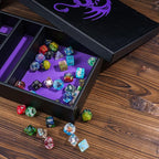 4 in 1 Dice Storage Box, Portable Dice Tower D&D Rolling Tray Leather Holder Case for Role Playing Games and Other Tabletop Game