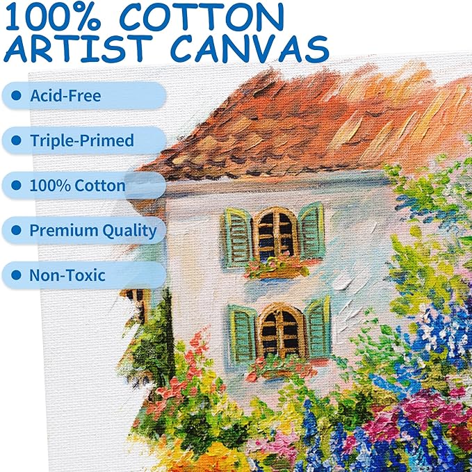 FIXSMITH Canvas Boards for Painting 4x6 Inch, Super Value 24 Pack Mini Canvases, White Blank Canvas Panels, 100% Cotton Primed, Painting Art Supplies