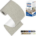 KING MOUNTAIN Linen Repair Patches, Self-Adhesive Linen Fabric Patches, 4 X 63 inch Extra Size, Multi Color, Can be Used for Linen Sofa Repair and Linen Clothes Repair (Cream-Gray 1.0)