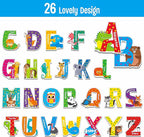26 Magnetic Alphabet, Uppercase Letters with Adorable Zoo Animal Alphabet ABC Fridge Magnets Educational Spelling Learning Games Toys Set for Kids, Toddlers 3 4 5 Years Old