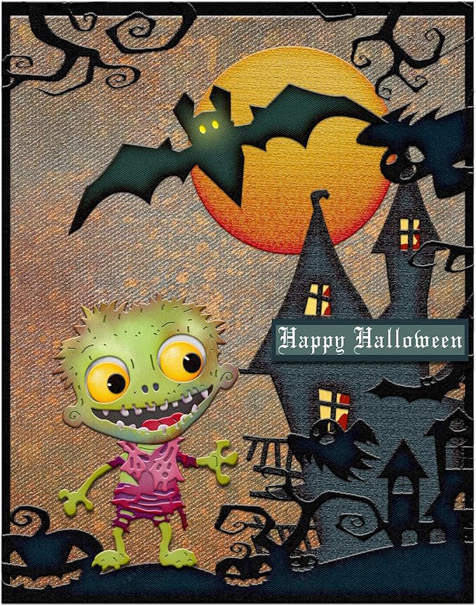 Halloween Clear Silicone stampReusable Stamp with Pumpkins, Skulls, Bats, Santa Claus, and Holiday Designs. Used for Making Cards, scrapbooks, and DIY templates (Halloween Zombies)
