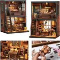 ISSEVE Book Nook Kit - DIY Miniature House Kit for Adults, Teens and Beginners, Dollhouse Booknook Craft Tiny House Bookshelf Decor 3D Wooden Puzzle, Gifts for Friends Family (Bear Restaurant)