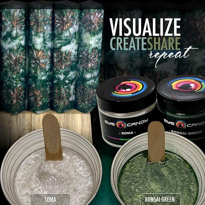 Eye Candy Pigments Premium Green Mica Powder - Bonsai Green (50gr) - for Epoxy, Resin, Soap, Paint, Woodworking, Acrylic Pouring, Bath Bombs, Fishing Lures - DIY Arts and Crafts Additive