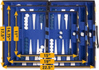 Classic 18-Inch Backgammon Set – Premium Folding Board Game with Leatherette Case, Felt Surface & Complete Accessories – Blue – for Adults & Kids