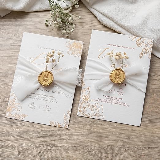 PONATIA Gold Wax Seal Stickers - Eucalyptus Wedding Invitation Envelope Seal, 50 Pcs Self-Adhesive, Perfect for Invitations, Christmas, Gift Wrapping, Party Menu Decor